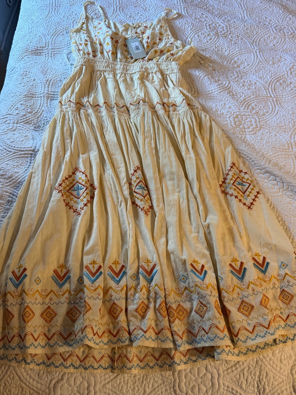 Miss Me Light Yellow Embroidered Boho Dress